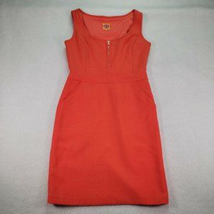 Tory Burch Womens Dress Size 6 Orange Wool Blend Sleeveless Zip Cocktail Sheath